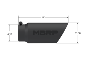 MBRP - MBRP Universal Tip 5 O.D. Dual Wall Angled 4 inlet 12 length - Black Finish - T5053BLK - Image 5