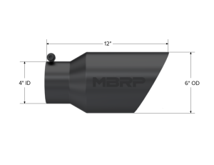 MBRP - MBRP Universal Tip 6 O.D. Dual Wall Angled 4 inlet 12 length - Black Finish - T5072BLK - Image 5