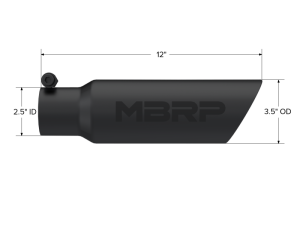 MBRP - MBRP Universal Tip 3.5 O.D. Dual Wall Angled 2.5 inlet 12 length - Black Finish - T5106BLK - Image 5