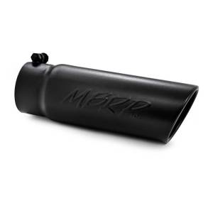 MBRP - MBRP Universal Tip 4 O.D. Angled Rolled End 3.5 inlet 10 length- Black Finish - T5112BLK - Image 1
