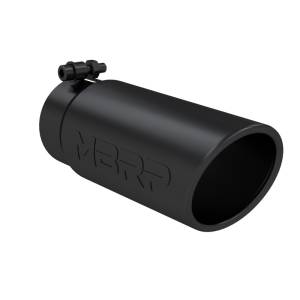MBRP - MBRP Universal Tip 4 O.D. Angled Rolled End 3.5 inlet 10 length- Black Finish - T5112BLK - Image 2