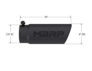 MBRP - MBRP Universal Tip 4 O.D. Angled Rolled End 3.5 inlet 10 length- Black Finish - T5112BLK - Image 5