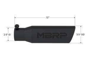MBRP - MBRP Universal Tip 3in O.D. Angled Rolled End 2 inlet 12 length - Black Finish - T5113BLK - Image 5