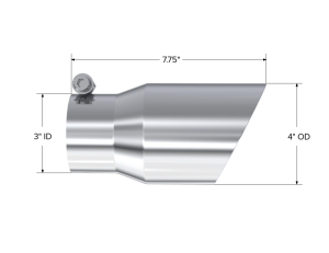 MBRP - MBRP Universal Tip 4in O.D. Dual Wall Angled 3in inlet 8in length T304 - T5122 - Image 4