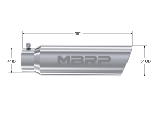 MBRP - MBRP Universal 5in OD Angled Rolled End 4in Inlet 18in Length T304 Exhaust Tip - T5124 - Image 5