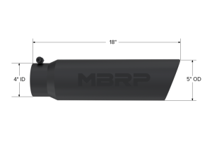MBRP - MBRP Universal 5in OD Angled Rolled End 4in Inlet 18in Length Black Finish Exhaust Tip - T5124BLK - Image 5