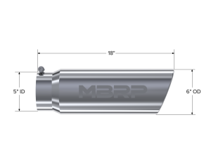 MBRP - MBRP Universal Tip 6in OD Angled Rolled End 5in Inlet 18in Length T304 Exhaust - T5125 - Image 5