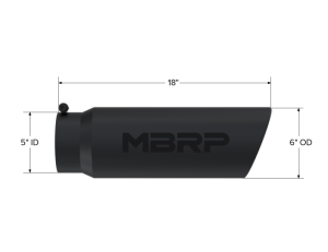 MBRP - MBRP Universal Tip 6in OD Angled Rolled End 5in Inlet 18in Length Black Finish Exhaust - T5125BLK - Image 5