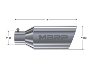MBRP - MBRP Universal Tip 7inch O.D. Rolled End 4inch inlet 18inch length - T304 (SINGLE TIP) - T5126 - Image 5