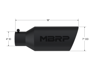 MBRP - MBRP Universal Exhaust Tip 7in O.D. Rolled End 4in Inlet 18in Length - Black - T5126BLK - Image 5