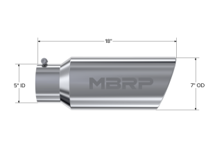 MBRP - MBRP Universal Tip 7in O.D. Rolled End 5in inlet 18in length - T304 (SINGLE TIP) - T5127 - Image 5