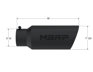 MBRP - MBRP Universal Tip 7in O.D. Rolled End 5in inlet 18in length Black - T5127BLK - Image 5