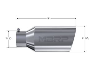 MBRP - MBRP Universal Tip 8in OD Rolled End 5in Inlet 18in Length T304 - T5129 - Image 5