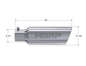 MBRP - MBRP Universal Tip 6in OD Rolled End 4in Inlet 18in Length T304 - T5130 - Image 5