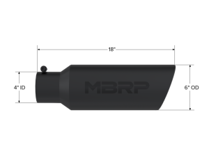 MBRP - MBRP Universal Tip 6in OD Rolled End 4in Inlet 18in L Black Coated Exhaust Tip - T5130BLK - Image 5