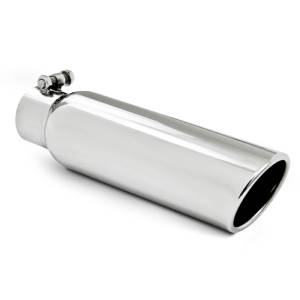 MBRP - MBRP Universal Tip 3.5in OD 2.5in Inlet 12in L Angled Cut Rolled End Clampless No-Weld T304 - T5148 - Image 1