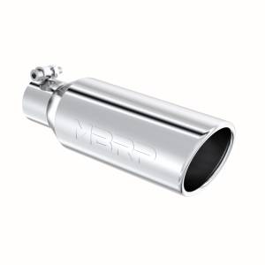 MBRP - MBRP Universal Tip 4in OD 2.5in Inlet 12in Length Angled Cut Rolled End Clampless No-Weld T304 - T5150 - Image 1