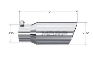 MBRP - MBRP Universal Tip 4in OD 3in Inlet 10in Length Angled Rolled End T304 - T5155 - Image 5