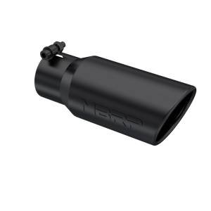 MBRP - MBRP Universal Tip 4in OD 3in Inlet 10in Length Angled Rolled End Black - T5155BLK - Image 1