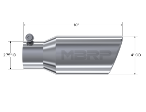 MBRP - MBRP Universal Tip 4in OD 2.75in Inlet 10in Length Angled Rolled End T304 - T5157 - Image 5