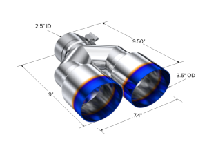 MBRP - MBRP Burnt End Tip 2.5 ID, Dual 3.5 OD Out, 9.5 length, Single wall 304 Stainless Steel - T5171BE - Image 2