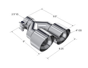 MBRP - MBRP Universal T304 SS Dual Tip 4in OD/2.5in Inlet - T5178 - Image 2