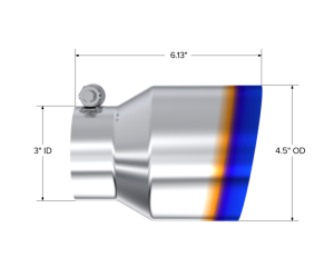 MBRP - MBRP Universal Stainless Steel Dual Wall Tip 4.5in OD/3in Inlet/6.13in L - T5180BE - Image 2