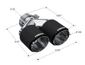 MBRP - MBRP 3in ID / Dual 4in OD Out Staggered L 9.37in / R 9.87in Dual Wall Carbon Fiber Univ Exhaust Tip - T5183CF - Image 4