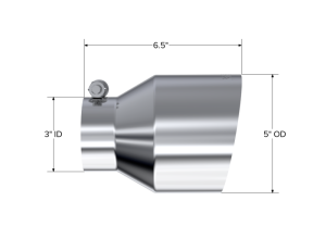 MBRP - MBRP Universal T304 Stainless Steel Tip, 3in ID / 5in OD Out / 6.5in Length / Angle Cut Single Wall - T5184 - Image 2