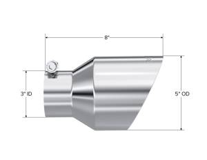 MBRP - MBRP Universal T304 Stainless Steel Tip 3on ID / 5in OD Out / 8in Length Angle Cut Dual Wall - T5187 - Image 3