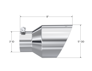 MBRP - MBRP Universal T304 Stainless Steel Tip 3on ID / 5in OD Out / 8in Length Angle Cut Dual Wall - T5187 - Image 4