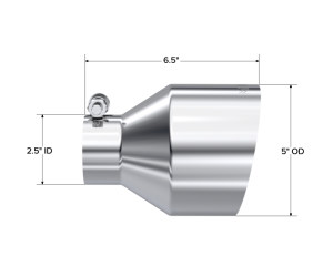 MBRP - MBRP Universal T304 Stainless Steel Tip 2.5in ID / 5in OD Out / 6.5in Length Angle Cut Single Wall - T5190 - Image 4