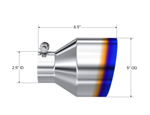MBRP - MBRP Univ. T304 Stainless Steel Burnt End Tip 2.5in ID / 5in OD / 6.5in Length Angle Cut Single Wall - T5190BE - Image 4