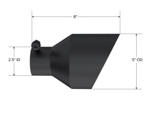 MBRP - MBRP Black-Coated Tip 2.5in ID, 5in OD Out, 8in Length, Angle Cut, Dual Wall - T5203BLK - Image 2