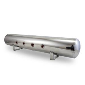 Air Lift - Air Lift 5 Gal Alum Air Tank - (4) 3/8in Face Ports & 1/4in Drain Port - 36in L X 6in D - Polished - 12956 - Image 2