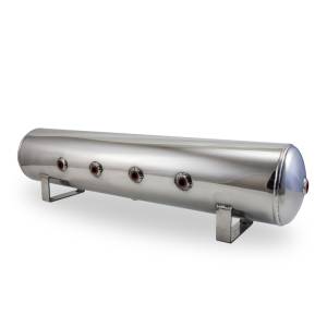 Air Lift - Air Lift 4 Gal Alum Tank - (4) 1/4in Face (2) 3/8in Ports & 1/4in Drain - 30in L X 6in D - Polished - 12957 - Image 2