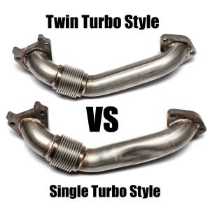 Wehrli Custom Fabrication - Wehrli 2001-2004 LB7 Duramax 2" Stainless Twin Turbo Style Pass Side Up Pipe for OEM or WCFab Manifold with Gaskets - Image 2