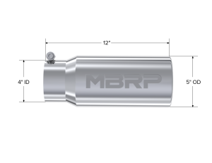 MBRP - MBRP Exhaust Tip; 5in. O.D. Rolled Straight 4in. inlet 12in. length; T304 - T5050 - Image 2