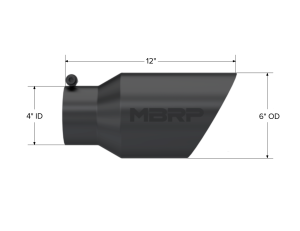 MBRP - MBRP Exhaust Tip; 6in. O.D. Dual Wall Angled 4in. inlet 12in. length-Black Coated - T5072BLK - Image 2