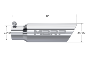 MBRP - MBRP Exhaust Tip; 3in. O.D. Dual Wall Angled 2in. inlet 12in. length; T304 - T5106 - Image 2