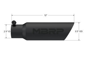MBRP - MBRP Exhaust Tip; 3in. O.D. Dual Wall Angled 2in. inlet 12in. length-Black Coated - T5106BLK - Image 2