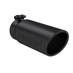 MBRP - MBRP Exhaust Tip; 4in. O.D. Angled Rolled End 3in. inlet 10in. length-Black Coated - T5112BLK - Image 1