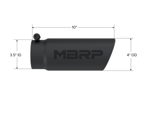 MBRP - MBRP Exhaust Tip; 4in. O.D. Angled Rolled End 3in. inlet 10in. length-Black Coated - T5112BLK - Image 2