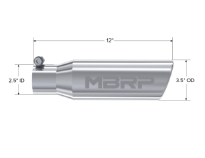 MBRP - MBRP Exhaust Tip; 3in. O.D. Angled Rolled End 2in. inlet 10in. length; T304 - T5113 - Image 2