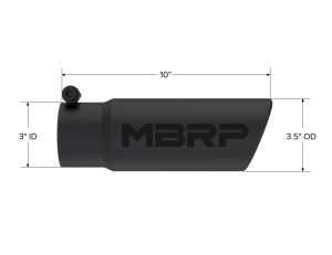 MBRP - MBRP Exhaust Tip; 3in. O.D. Angled Rolled End; 3in. I.D. inlet; 10in. length; Black - T5115BLK - Image 2