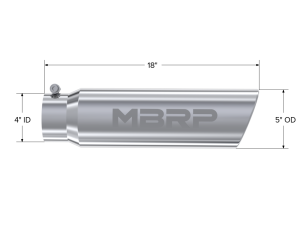 MBRP - MBRP Exhaust Tip; 5in. O.D.; Angled Rolled End; 4in. inlet 18in. in length; T304 - T5124 - Image 2
