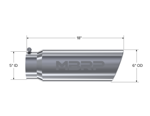 MBRP - MBRP Exhaust Tip; 6in. O.D.; Angled Rolled End; 5in. inlet 18in. in length; T304 - T5125 - Image 2