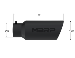 MBRP - MBRP Exhaust Tip; 7in. O.D.; Rolled End; 5in. inlet 18in. in length; Black Coated - T5127BLK - Image 2