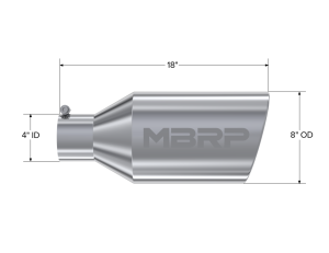 MBRP - MBRP Exhaust Tip; 8in. O.D.; Rolled End; 4in. inlet 18in. in length; T304 - T5128 - Image 2