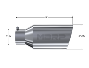 MBRP - MBRP Exhaust Tip; 8in. O.D.; Rolled End; 5in. inlet 18in. in length; T304 - T5129 - Image 2